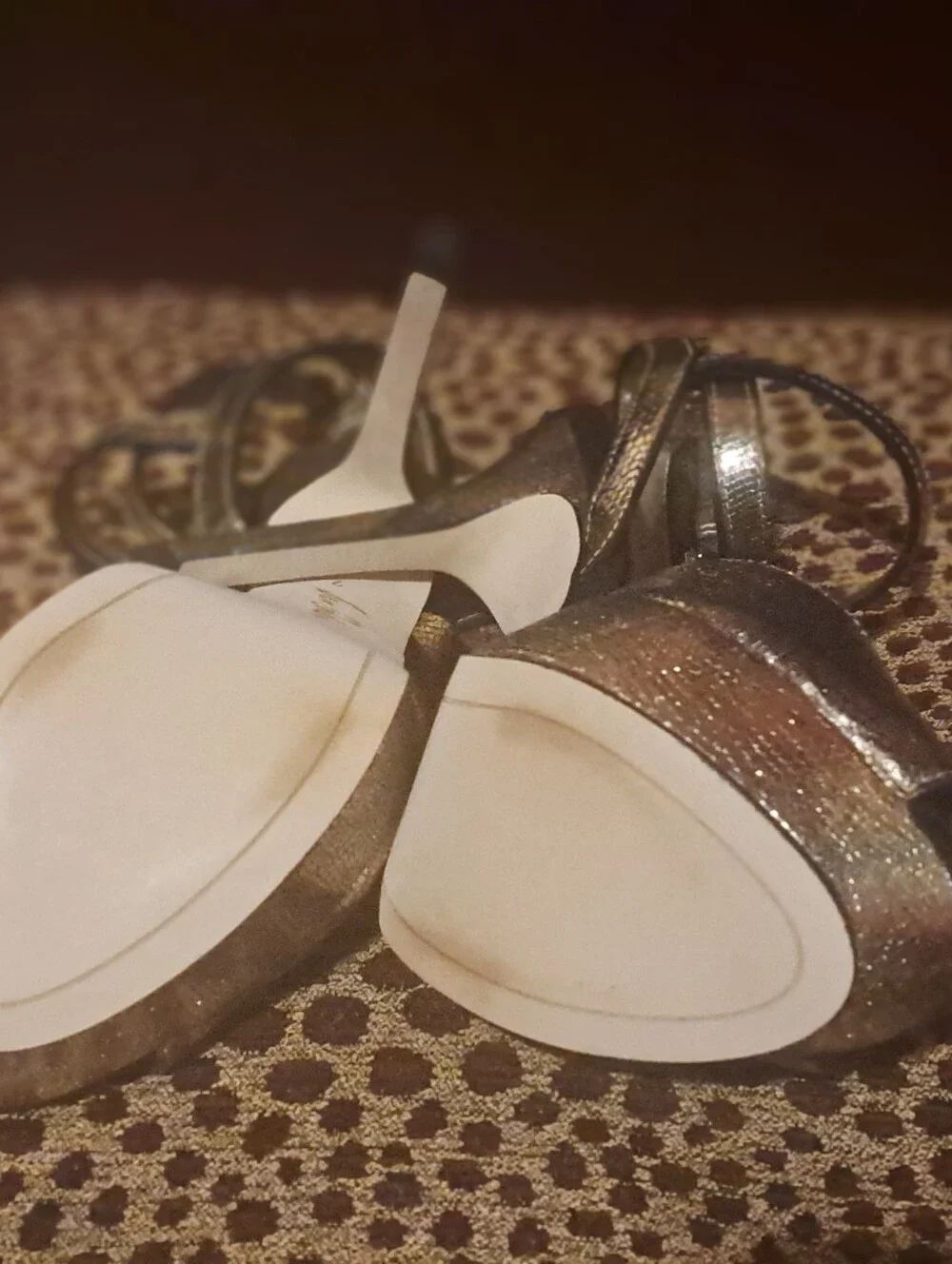 Sam Edelman Bronze Metallic Platform Ankle-Strap Sandals